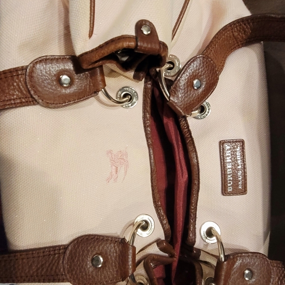 Burberry Blue Label Leather & Canvas Shoulder Bag w/ Stud accents - Picture 3 of 7